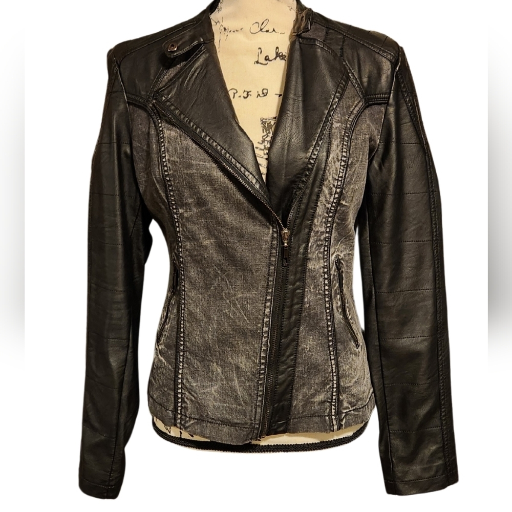 Downtown Coalition Faux Leather Moto Jacket